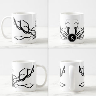 Mug Bouquet Blanc : Abstrait blanc & noir