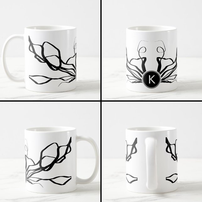 Mug Bouquet Blanc : Abstrait blanc & noir (Créateur téléchargé)