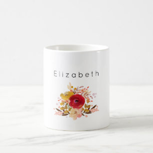 Mug Bouquet d'aquarelle florale mignonne personnalisé