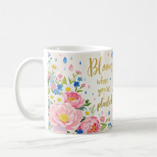 Mug Bouquet d'aquarelle vibre de pivoines, marguerites