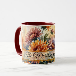 Mug Bouquet d'automne à l'aquarelle de chrysanthème et