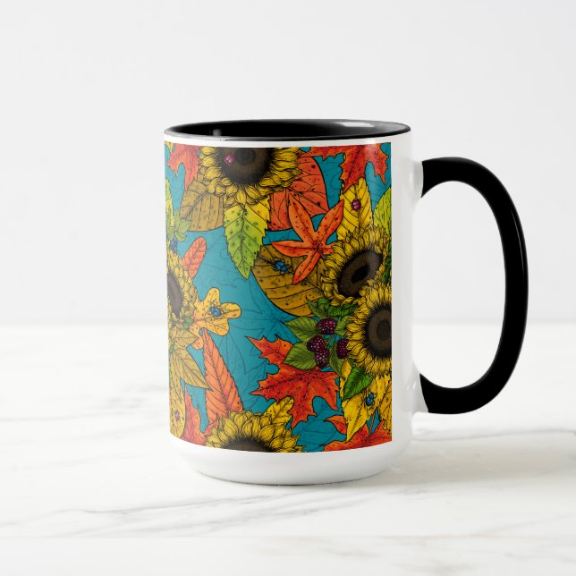 Mug Bouquet d'automne en bleu (Droite)