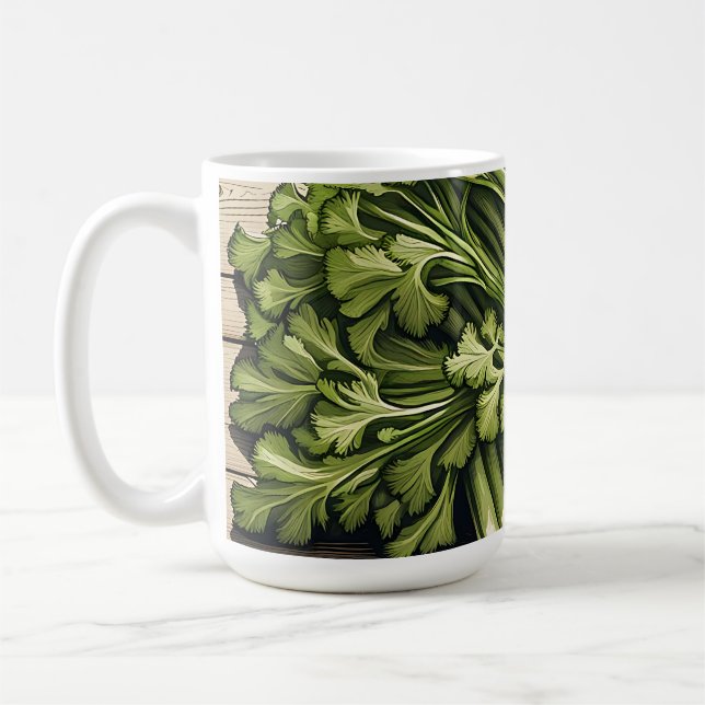 Mug Bouquet de céleri frais sur bois (Gauche)