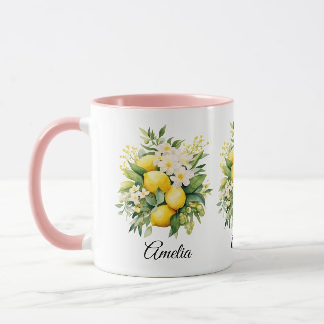 Mug Bouquet de citrons avec fleurs blanches (Gauche)