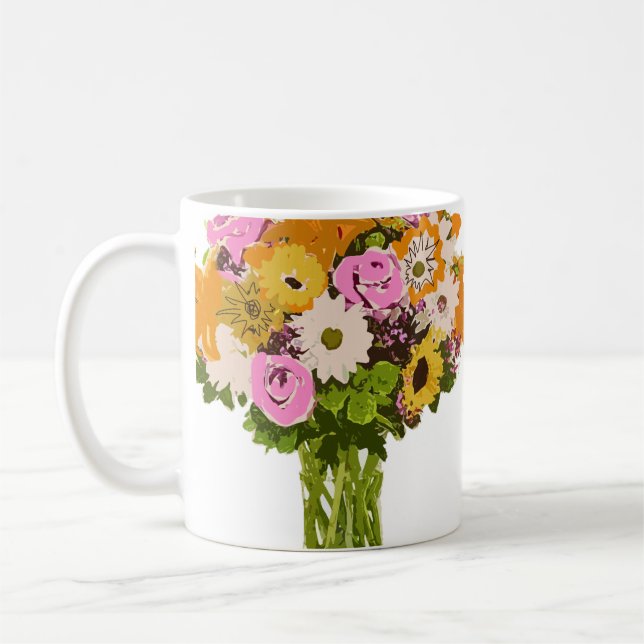 Mug Bouquet de fleurs dans la peinture de vase (Gauche)