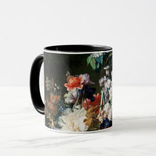 MUG BOUQUET DE FLEURS DANS UNE URNE EN NOIR