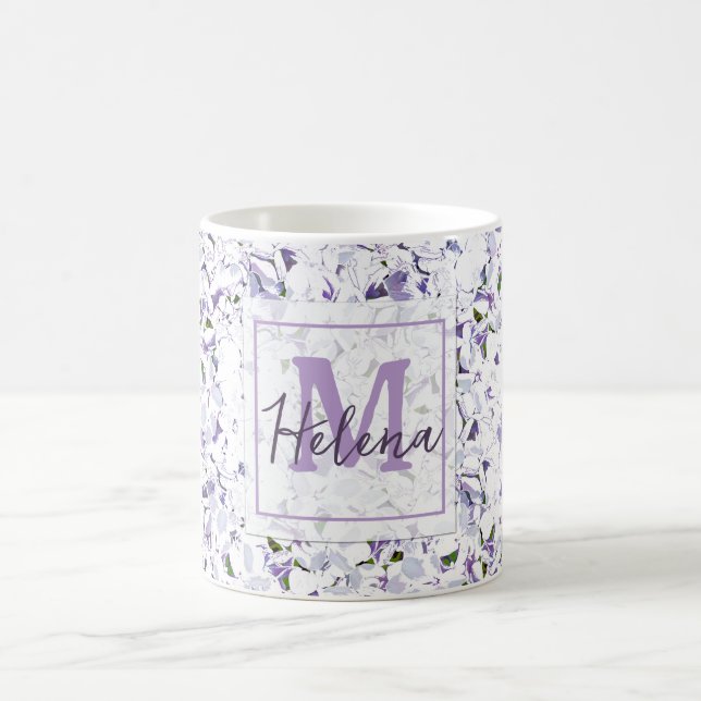 Mug Bouquet de fleurs d'aquarelle hydrangée. café mu (Centre)