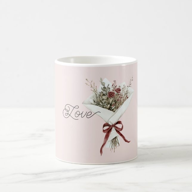 Mug Bouquet de fleurs de roses rouges rosées (Centre)