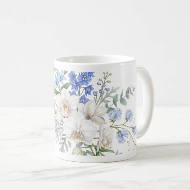 Mug Bouquet de fleurs d'orchidées, floral aquarelle  (Devant droit)