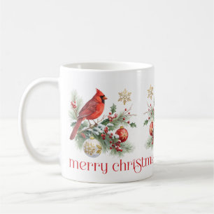 Mug Bouquet de houx de Noël Cardinal Rouge