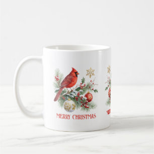 Mug Bouquet de houx de Noël Cardinal Rouge