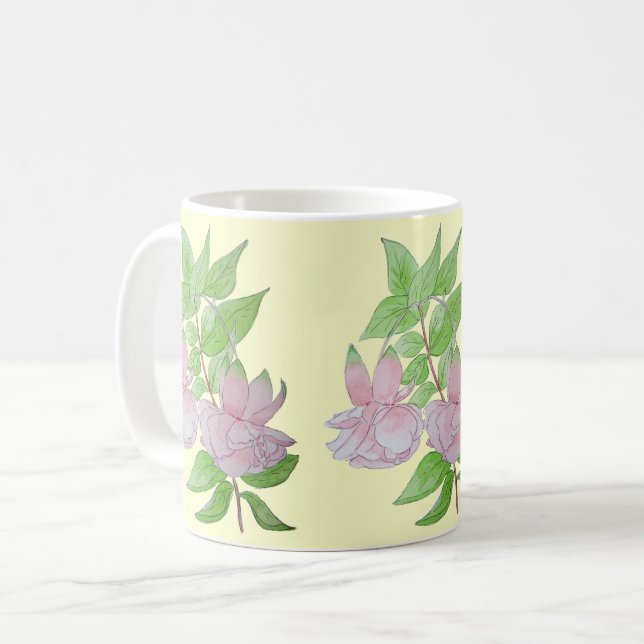 Mug bouquet de jolies fleurs fuchsia roses (Devant gauche)
