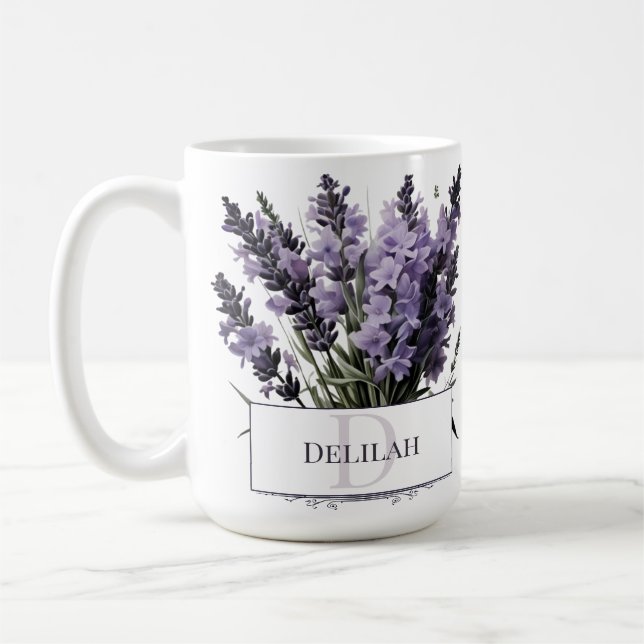 Mug Bouquet de lavande aquarelle personnalisé (Gauche)
