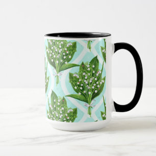 Mug Bouquet de lis de la vallée fleurs sur le bleu