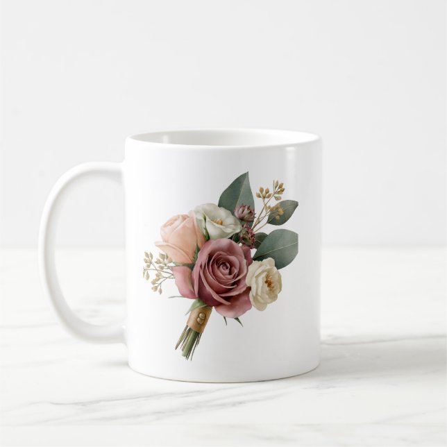 Mug Bouquet de mariage à l'aquarelle romantique (Gauche)