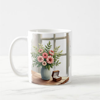 Mug Bouquet de mariage floral rustique Boîte à anneaux