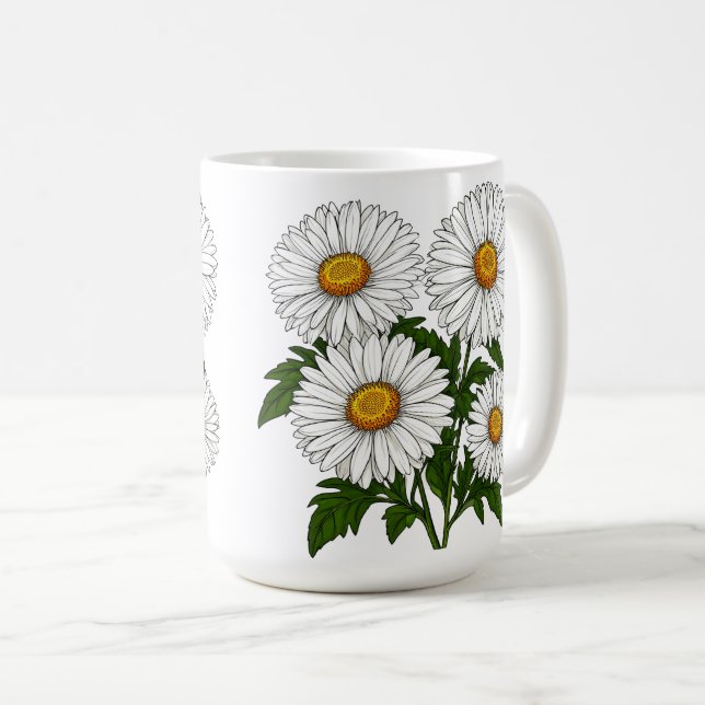 Mug Bouquet de pâquerettes blanches (Devant droit)