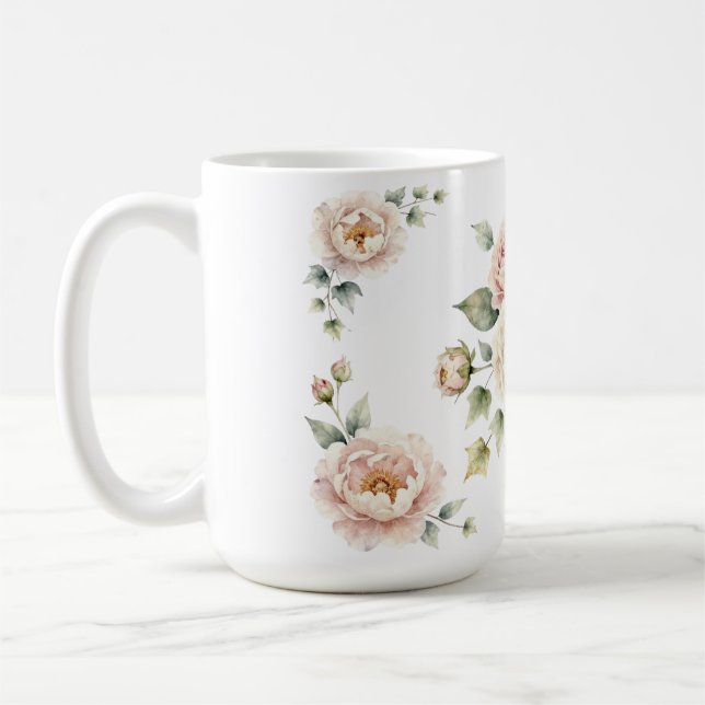 Mug Bouquet de Pivoines Douces Élégance Aquarelle (Gauche)