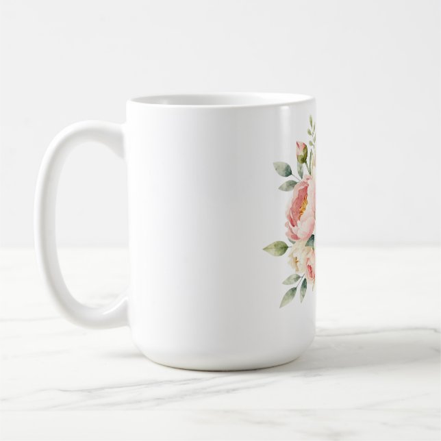 Mug Bouquet de pivoines romantique avec bague en diama (Gauche)