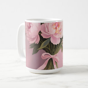 Mug Bouquet de pivoines roses et marguerites