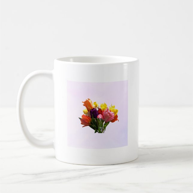 Mug Bouquet de printemps avec les tulipes et la jonqui (Gauche)