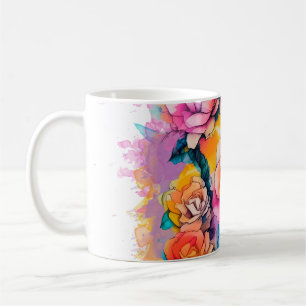 Mug Bouquet de roses à taches de peinture aquarelle mo