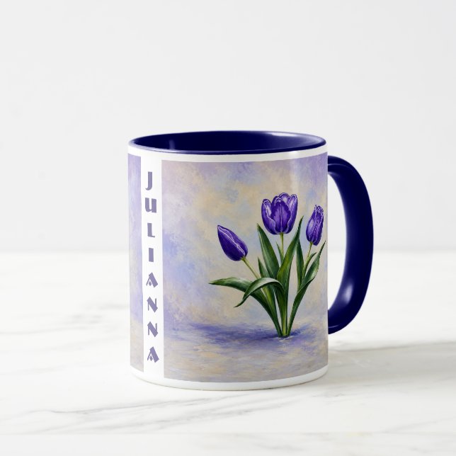 Mug Bouquet de Tulipes Violettes (Devant droit)