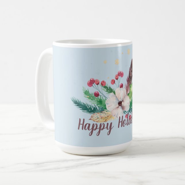 Mug Bouquet d'hiver Boho personnalisable (Devant gauche)