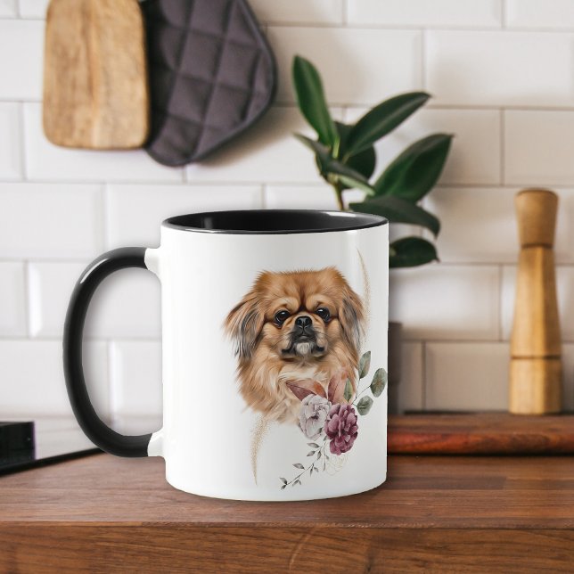 Mug Bouquet d'hiver de chien de Pekingese (Créateur téléchargé)