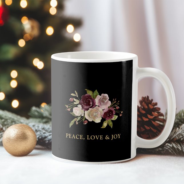 Mug Bouquet d'hiver Paix Amour et Joie Vacances (Créateur téléchargé)