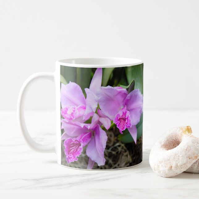 Mug Bouquet d'orchidées roses (Avec donut)