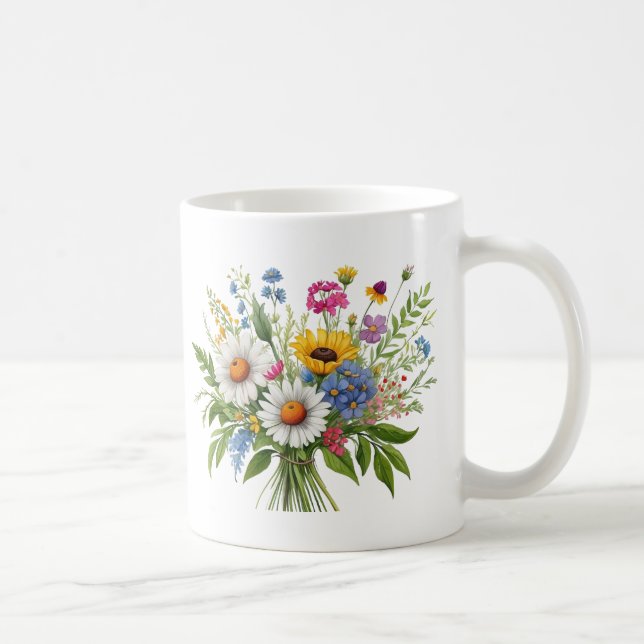 Mug Bouquet élégant de fleurs sauvages colorées (Droite)