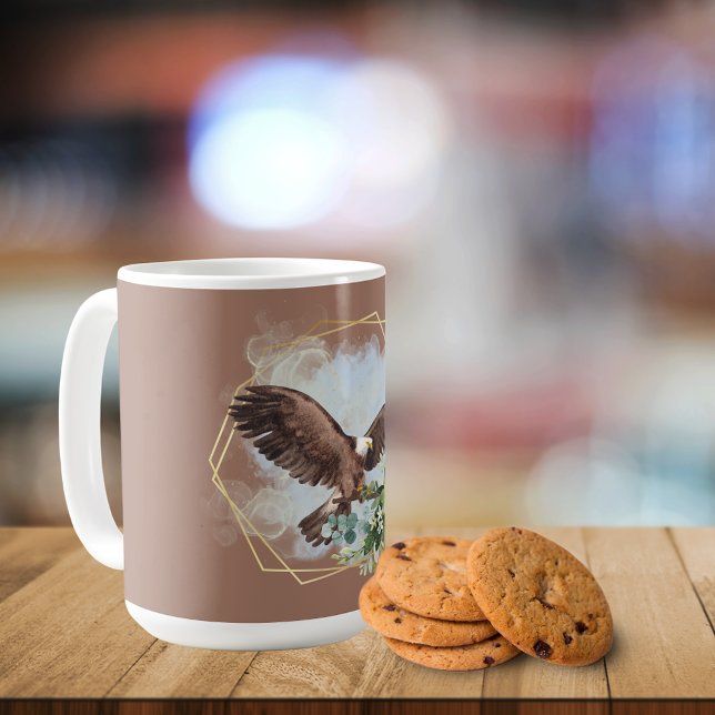 Mug Bouquet encadré de pygargue à tête blanche à l'aqu (Créateur téléchargé)