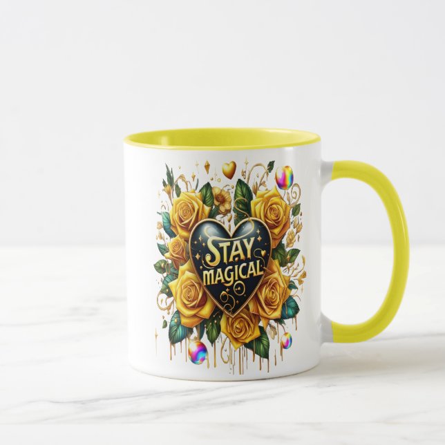 Mug Bouquet enchanteur de Roses d'or et de coeur (Droite)