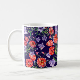 Mug Bouquet fleur de cloche bleue, fleur de cloche ros