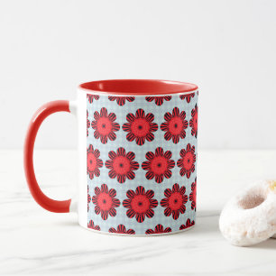 Mug Bouquet floral abstrait rouge vif et noir