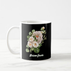 Mug Bouquet floral blanc élégant avec feuilles vertes