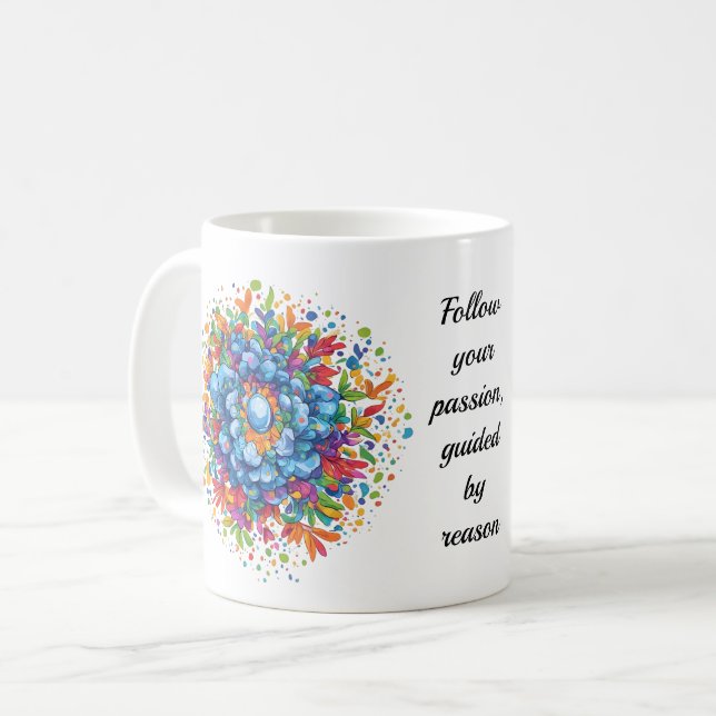 Mug Bouquet floral bleu aquarelle vibrant (Devant gauche)