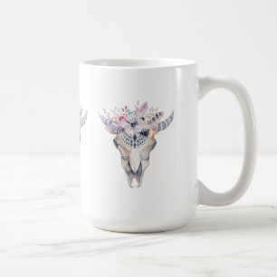 Mug Bouquet floral Boho Bull Scull