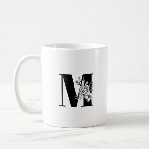 Mug Bouquet Floral de Rose & Tulipe Blanc Vintage Noir