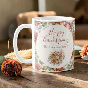 Mug Bouquet floral élégant d'automne Joyeux Thanksgivi