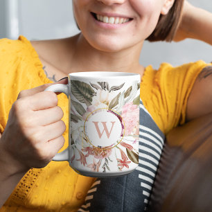 Mug Bouquet floral féminin rustique avec Monogramme