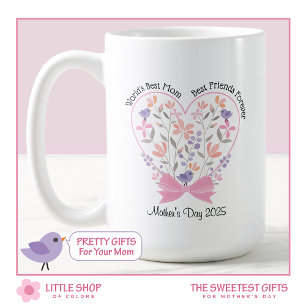 Mug Bouquet Floral Rose avec Ruban Fête des Mères
