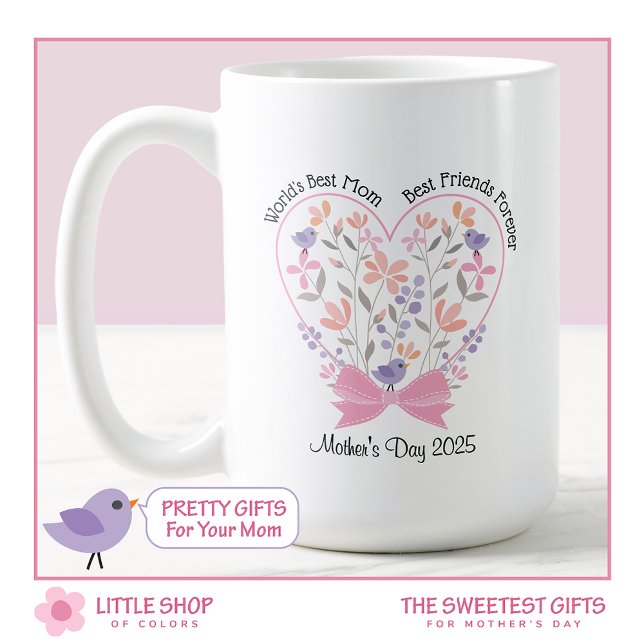 Mug Bouquet Floral Rose avec Ruban Fête des Mères (Créateur téléchargé)