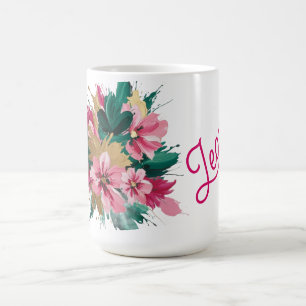 Mug Bouquet floral rose éclaboussé