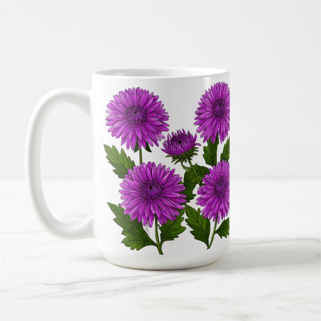 Mug Bouquet vibrant de chrysanthèmes violets (Gauche)