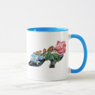 Mug Bouquet Vintage de chaussures florale bleu rose