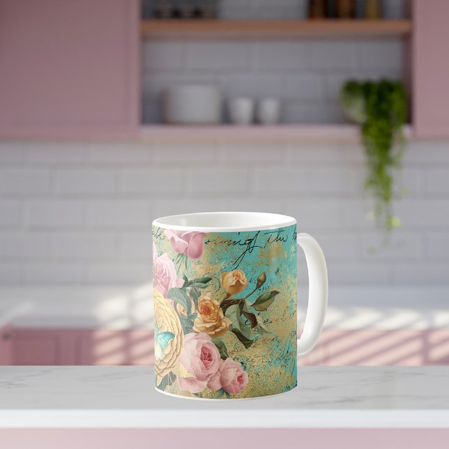 Mug Bouquet vintage floral et papillon (Créateur téléchargé)