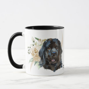 Mug Bouquet White Rose Chien de Terre-Neuve