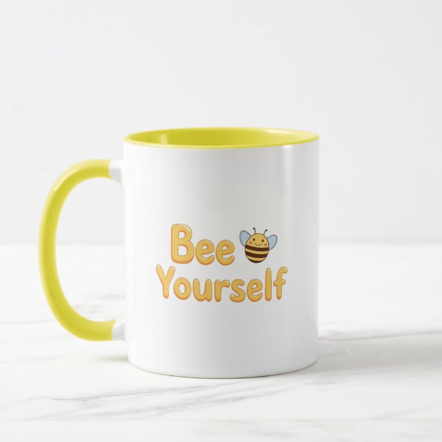 Mug Bourdonnement Jaune Fantaisiste et Citation (Gauche)